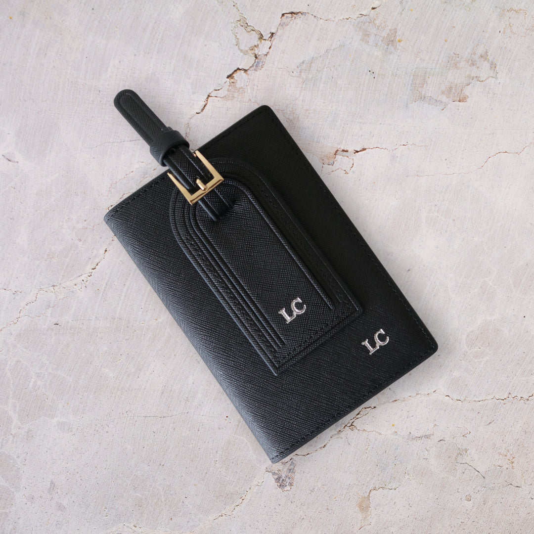 Monogrammed Black Travel Set