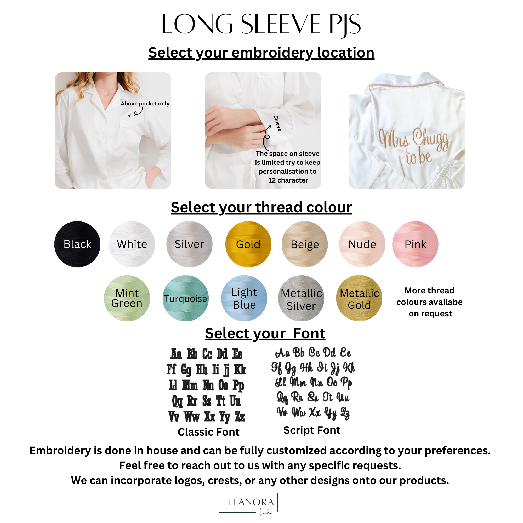 Send Your Own Pyjamas for Personalised Embroidery