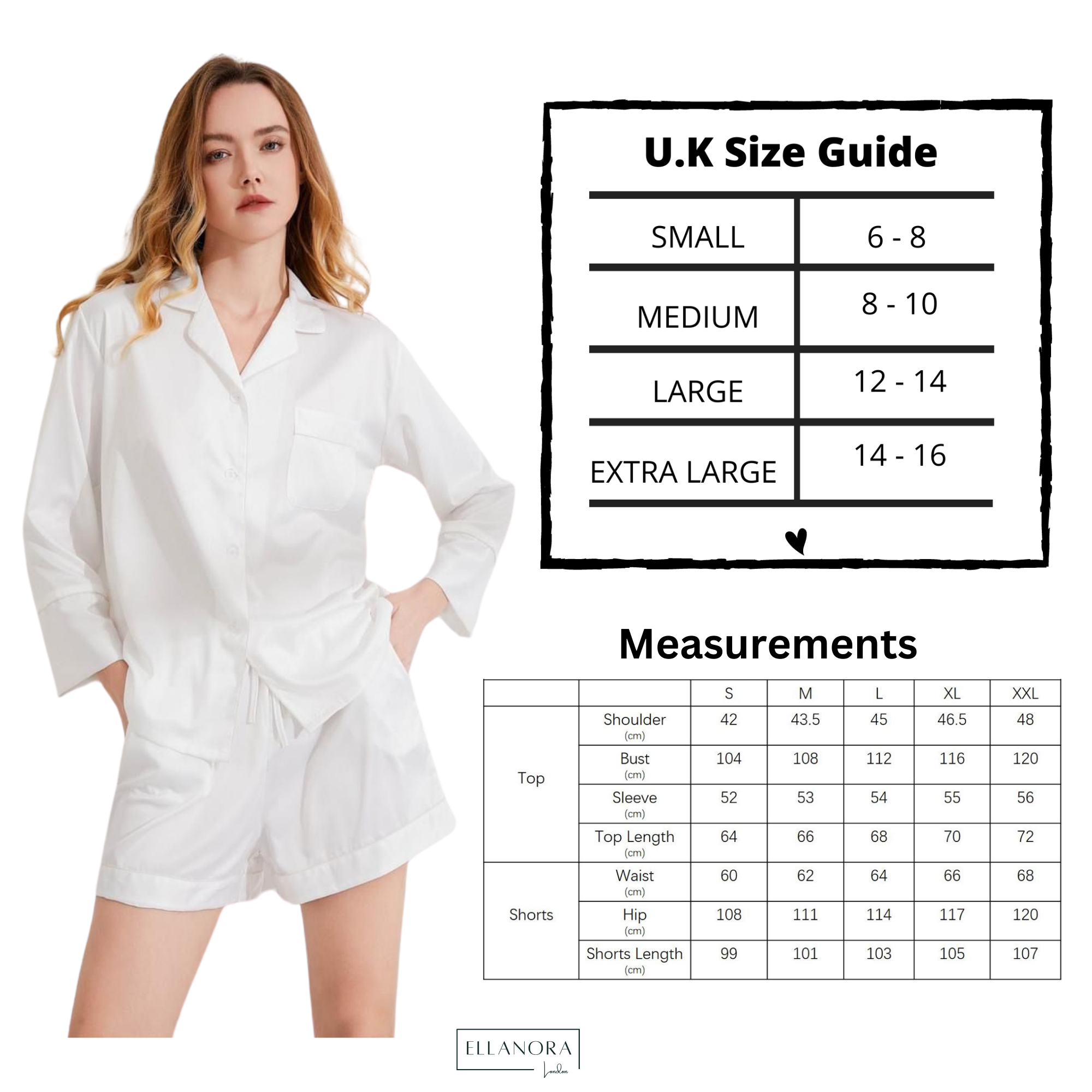 White Wedding Keepsake Pyjamas with Sleeve Embroidery