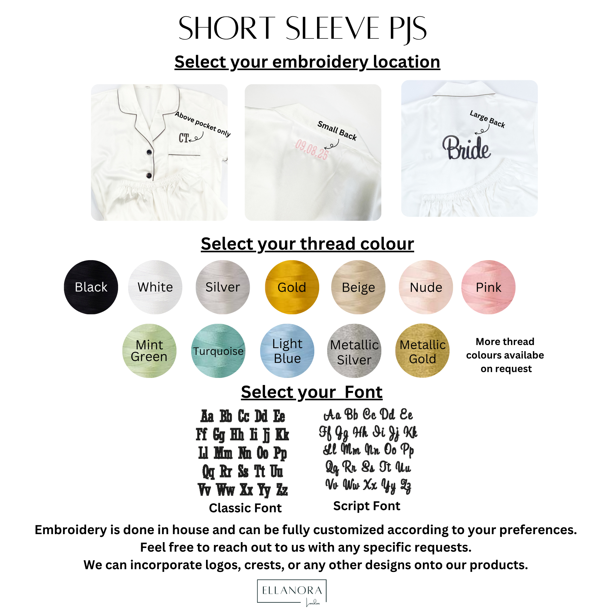 Send Your Own Pyjamas for Personalised Embroidery