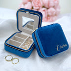 Personalised Velvet Jewellery box - Navy Blue