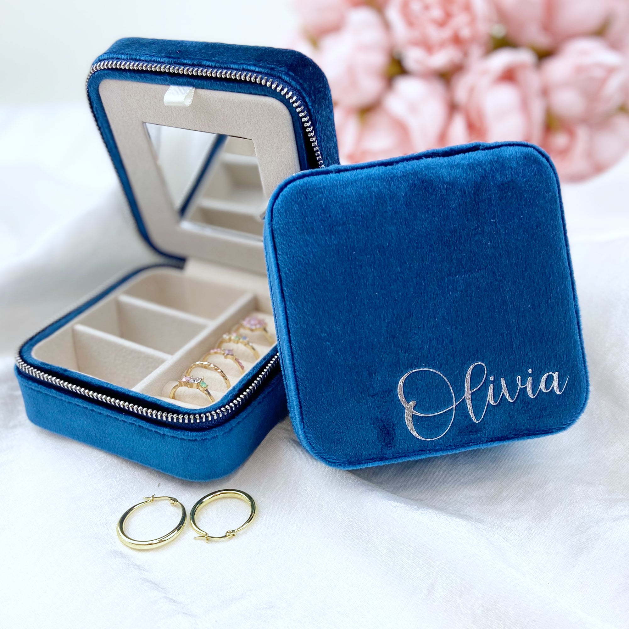 Personalised Velvet Jewellery box - Square