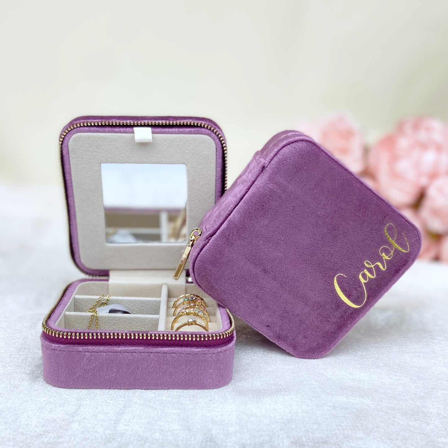 Personalised Velvet Jewellery box - Square