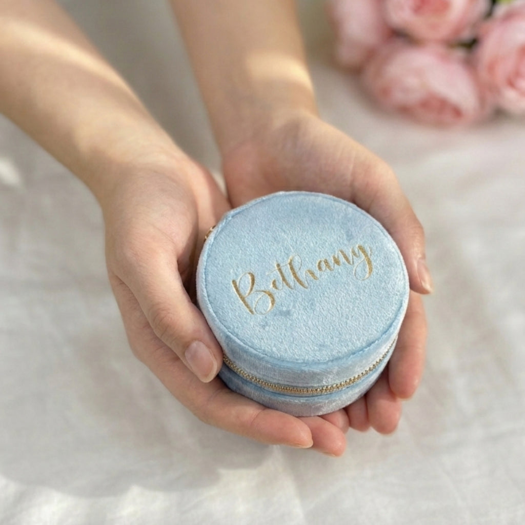Personalised Velvet Jewellery Case  With Custom Name