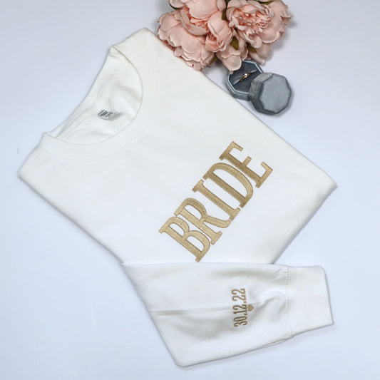 Bride Sweat Shirt With Sleeve Embroidery