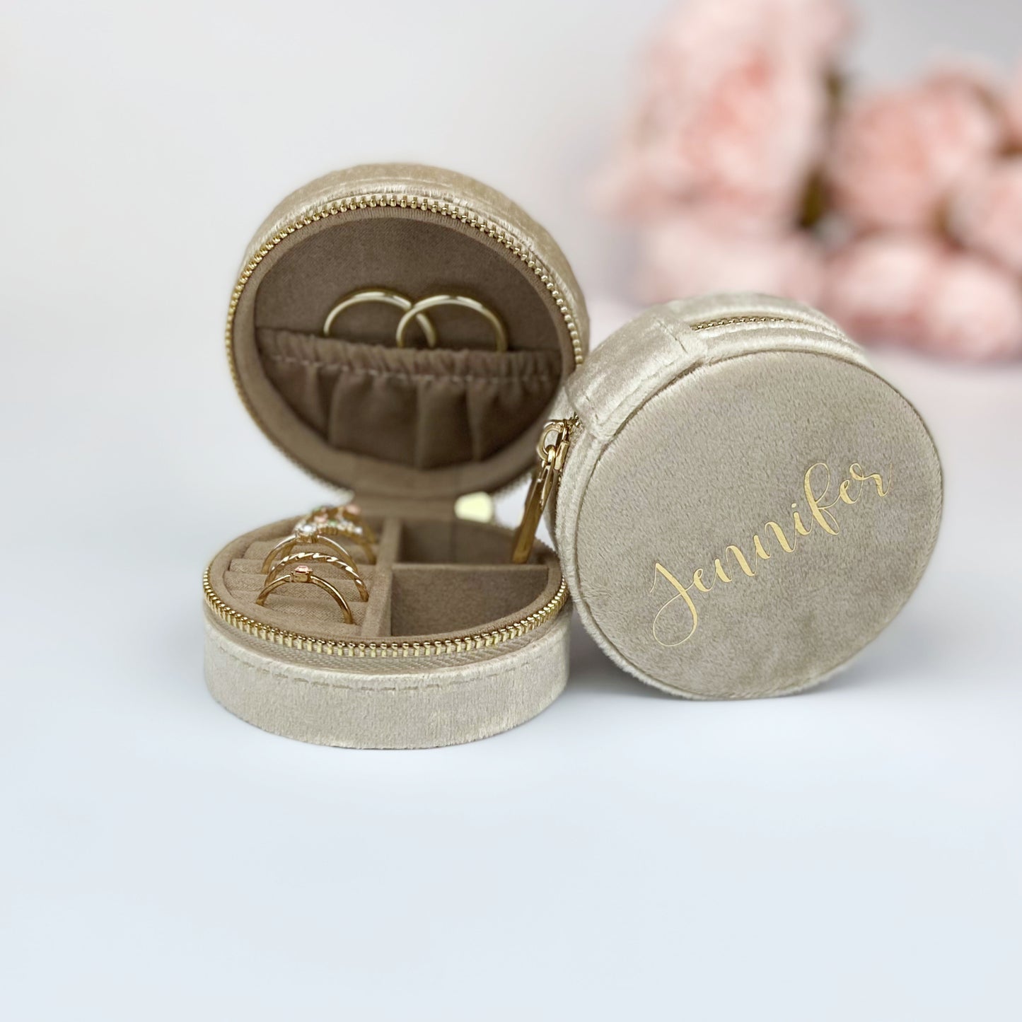 Personalised round Jewellery box