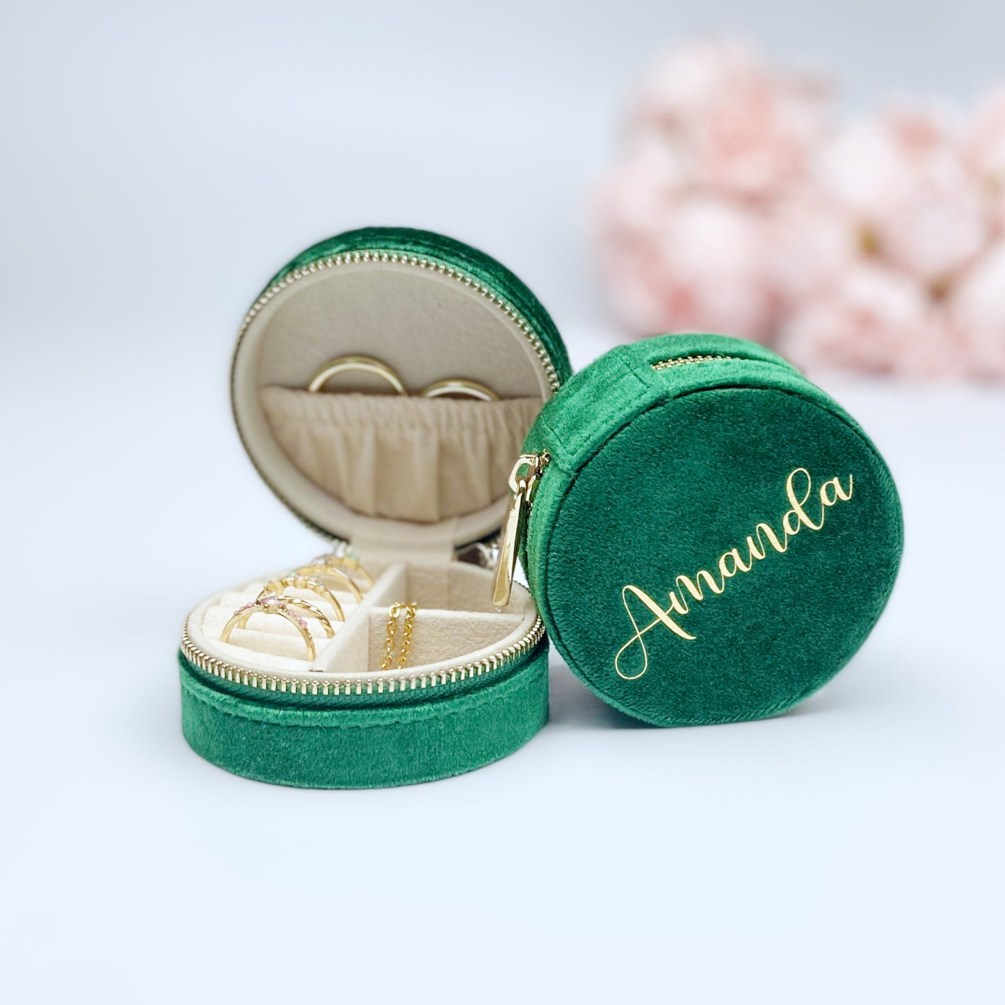 Personalised round Jewellery box