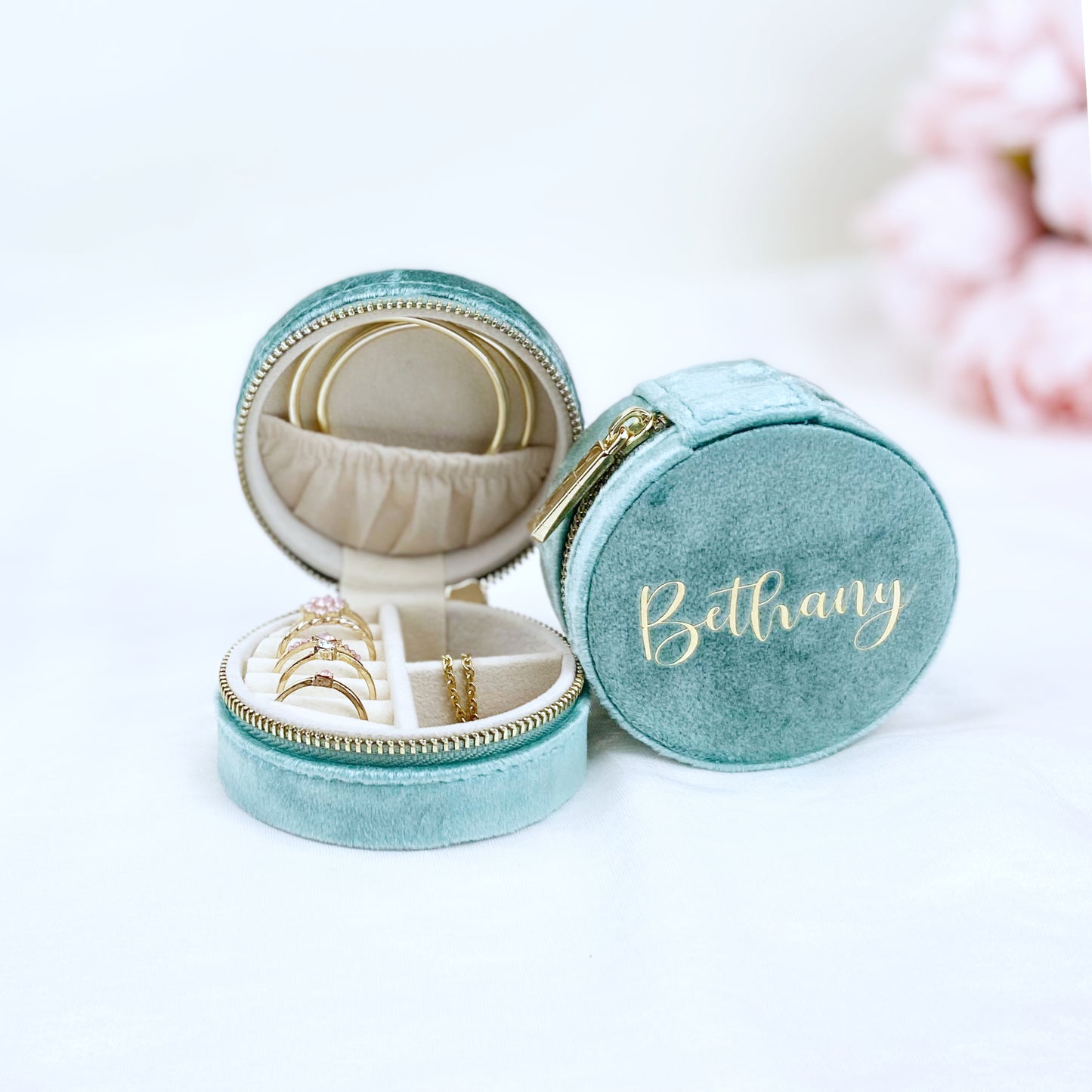 Personalised round Jewellery box