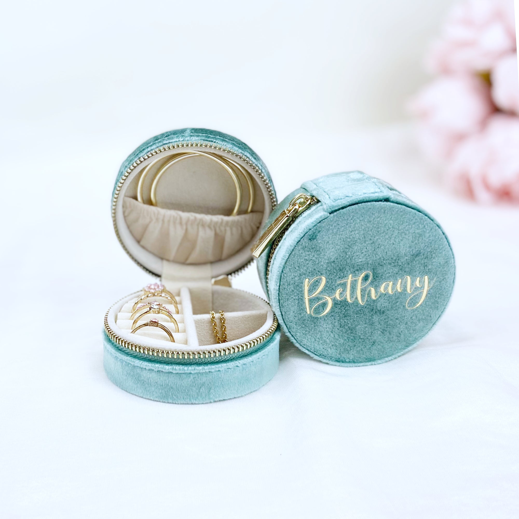 Personalised round Jewellery box