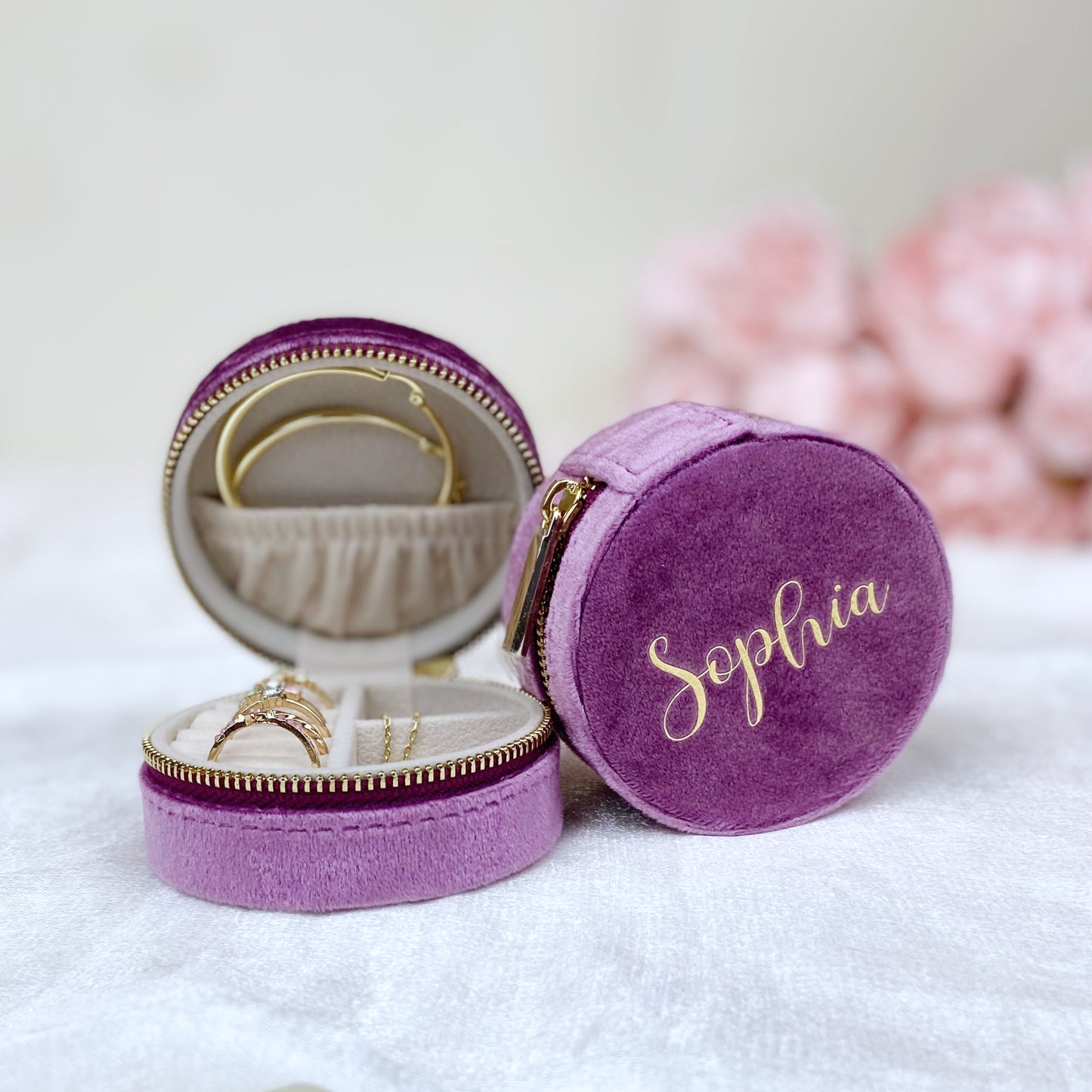 Personalised round Jewellery box