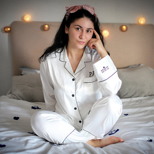 Personalised Wedding Pyjamas With Sleeve Embroidery