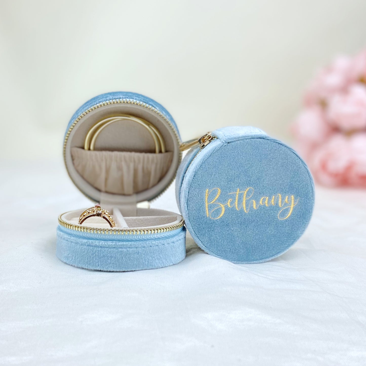 Personalised round Jewellery box