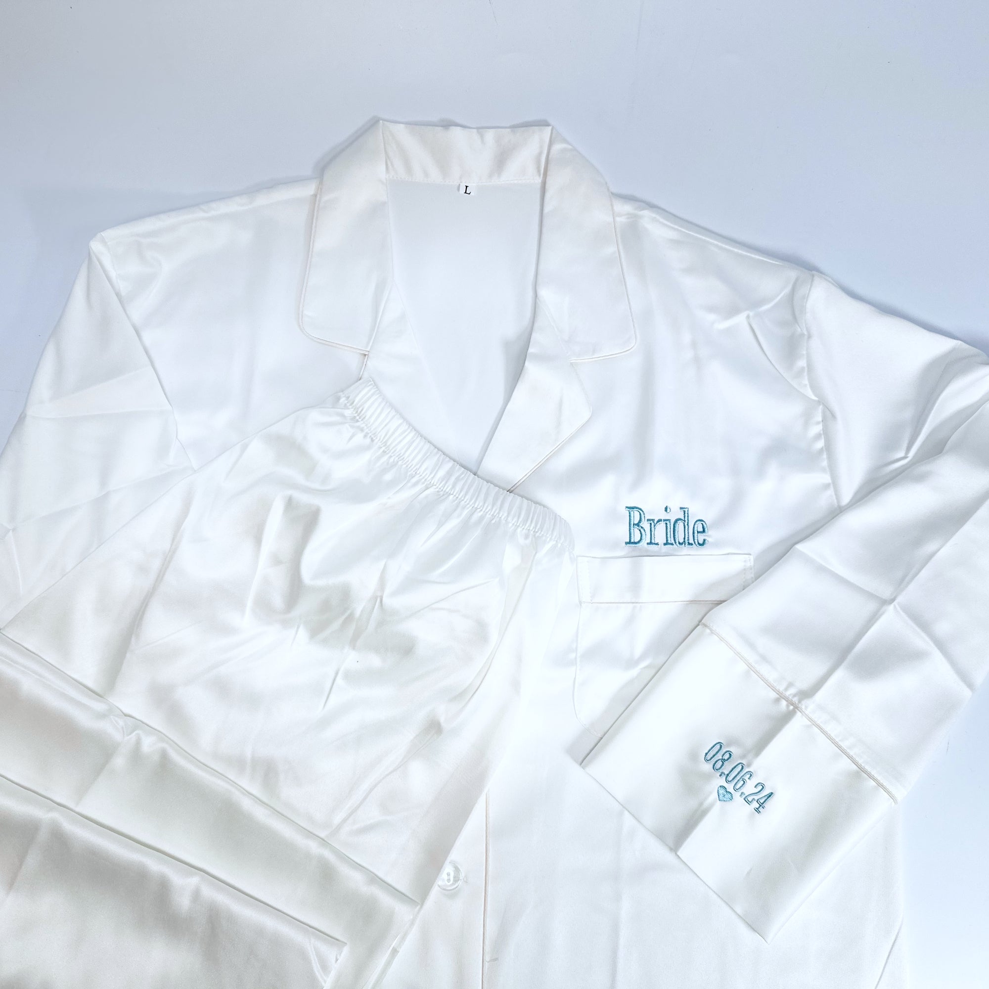 Personalised Wedding Pyjamas With Sleeve Embroidery