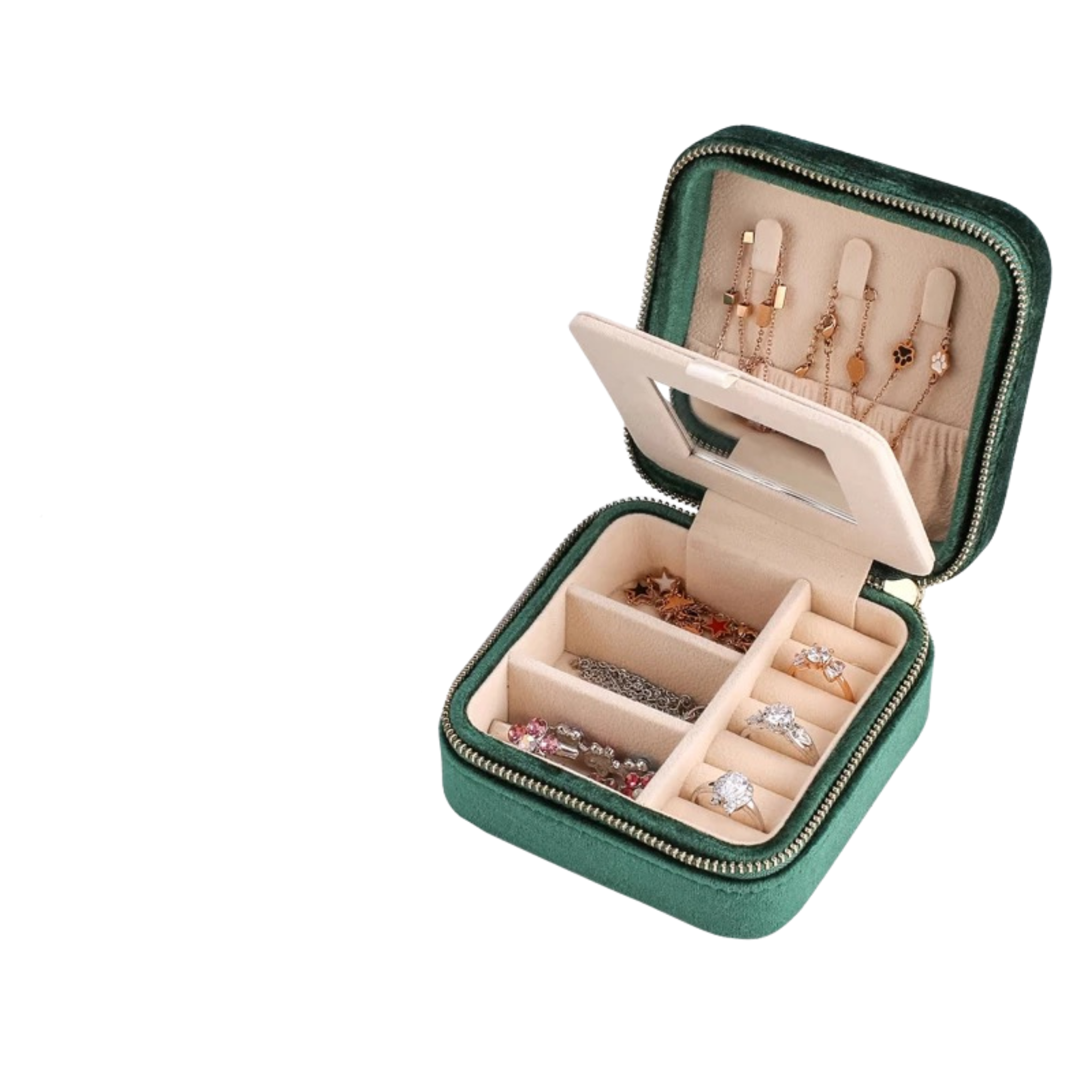 Personalised Velvet Jewellery box - Emerald Green