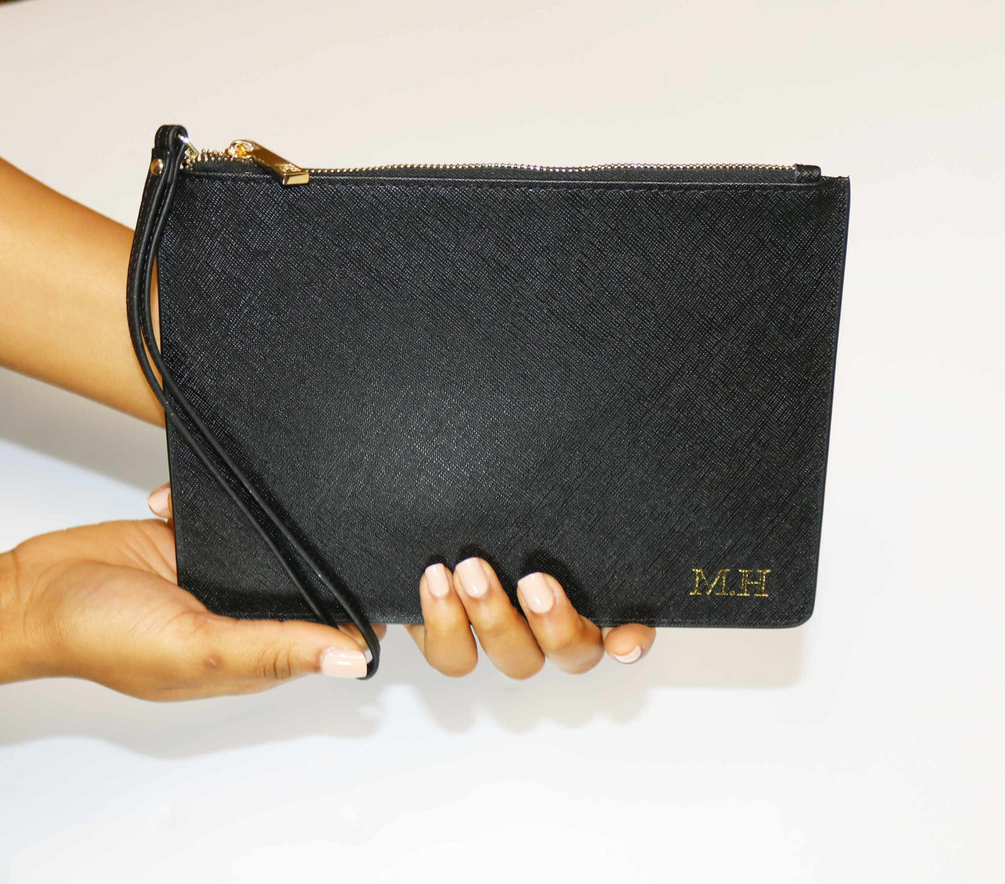 Monogrammed Black Pouch