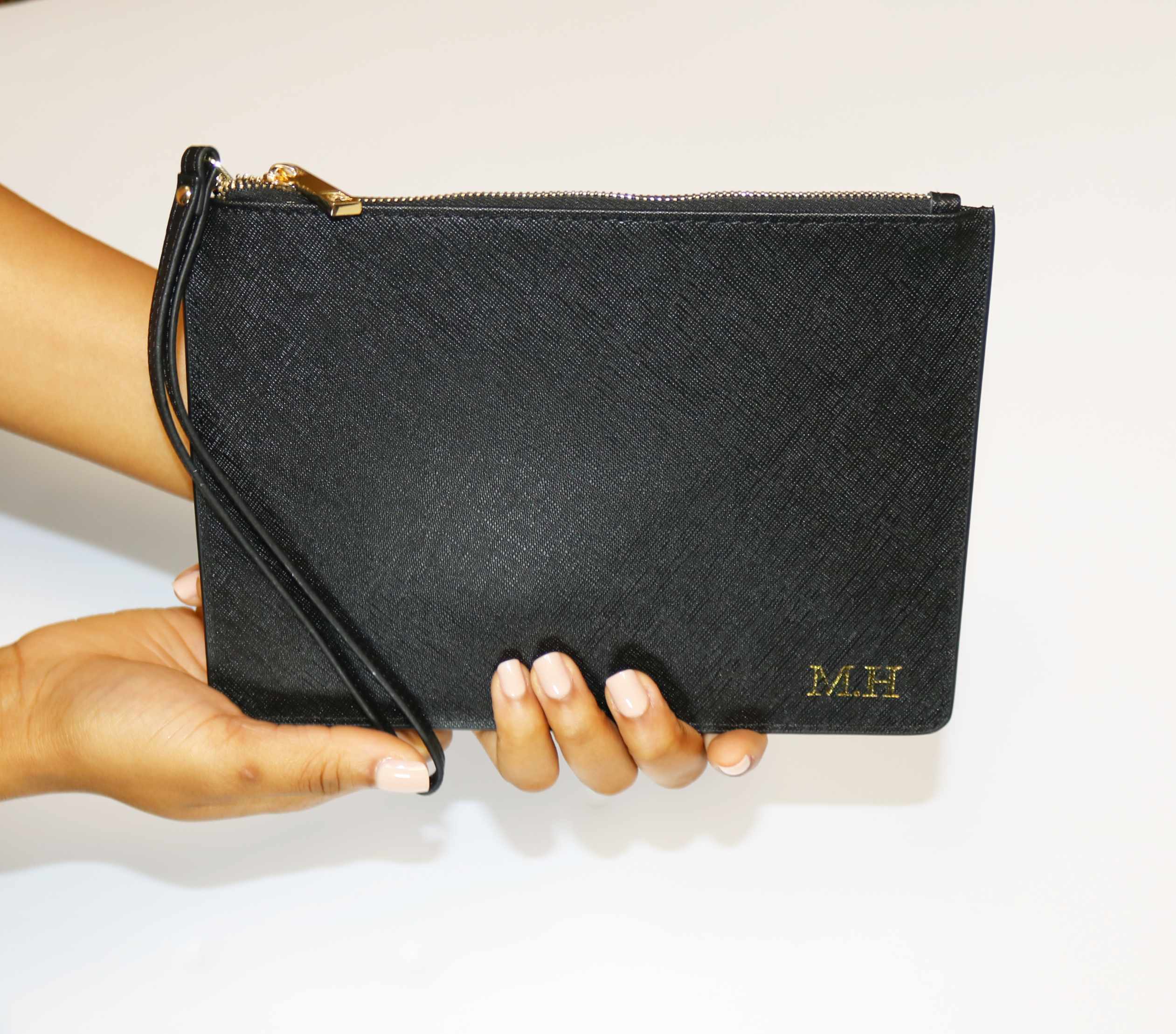 Monogrammed Black Pouch