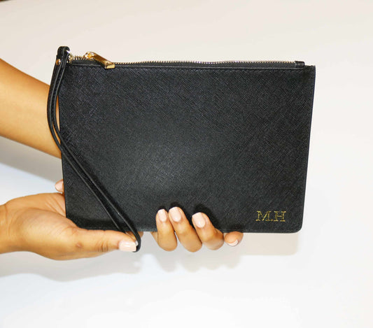 Monogrammed Black Pouch