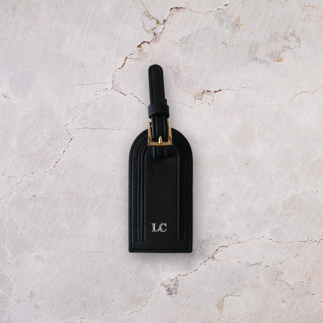 Monogrammed Luggage Tag In Black