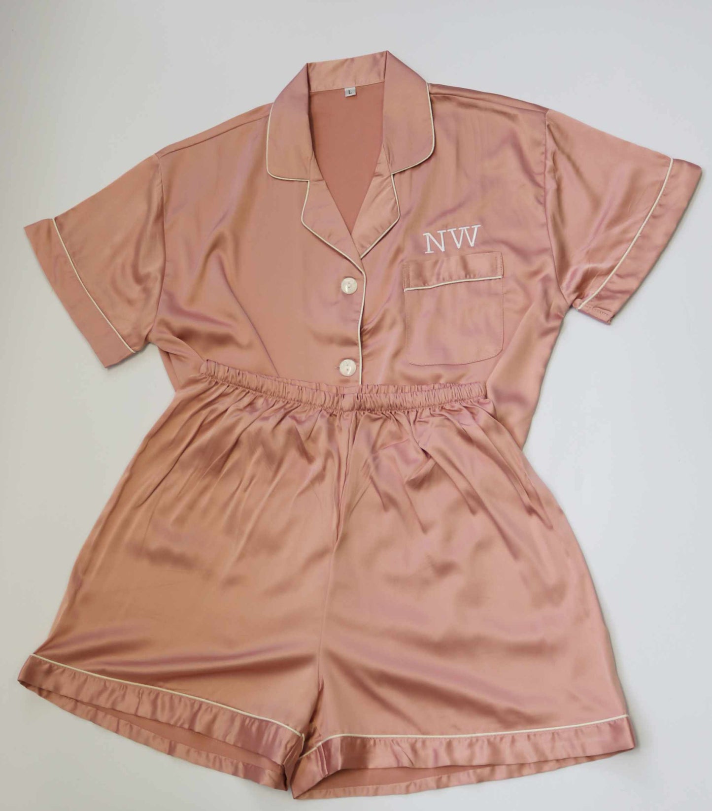 Dusky pink Silk Satin Pyjamas