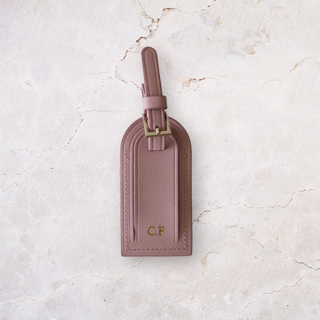 Monogrammed Luggage Tag In Blush Pink