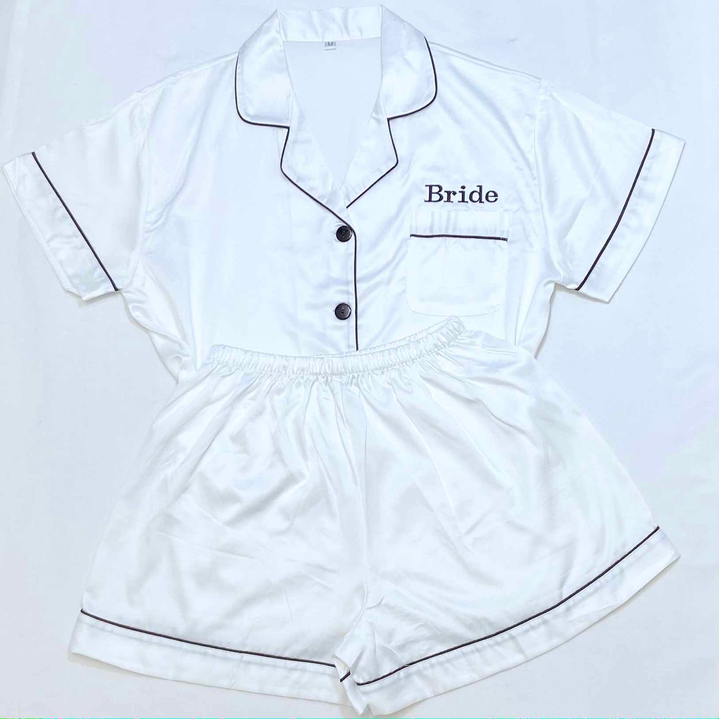 White Personalised Silky Satin Pyjamas