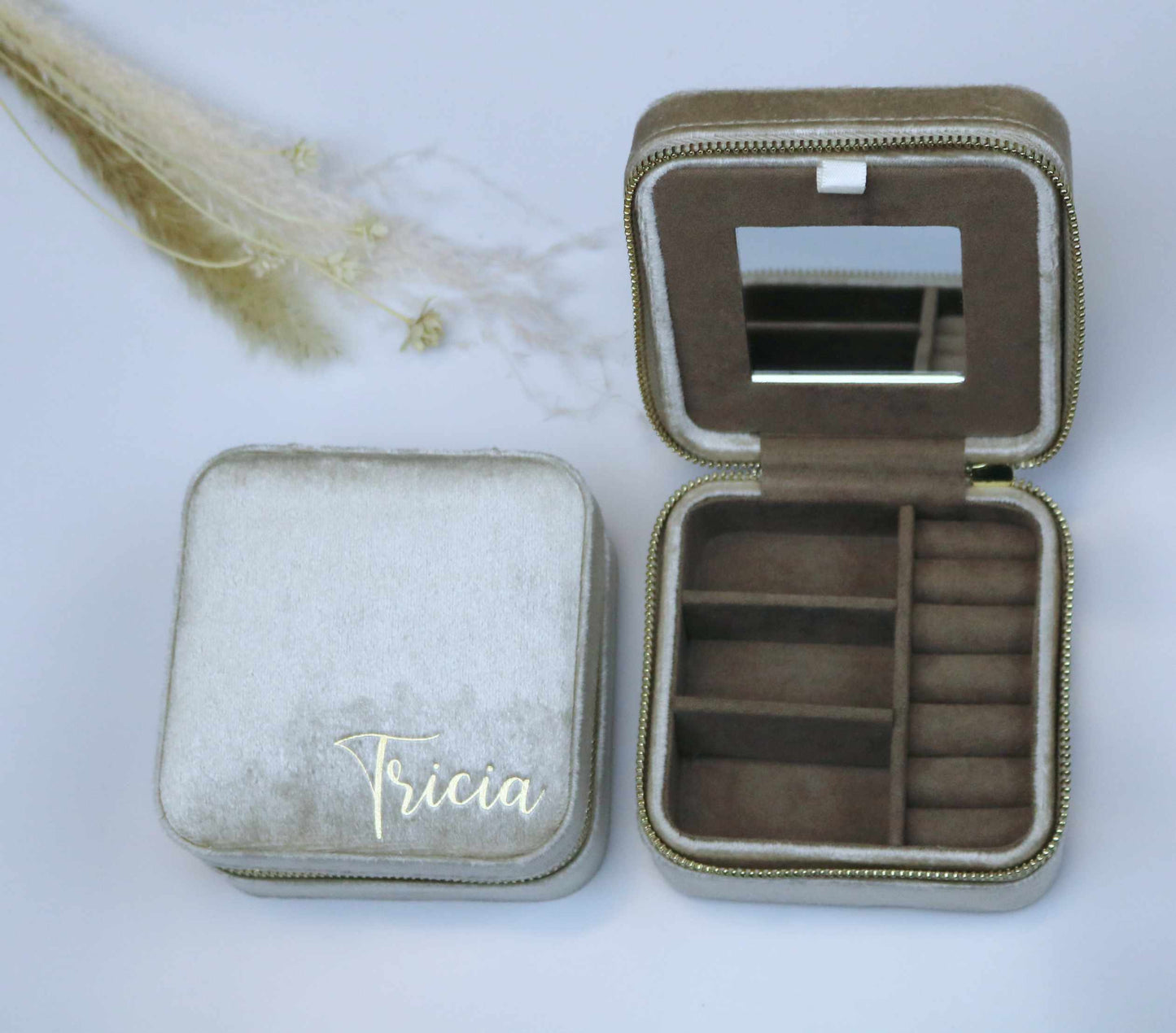 Personalised Velvet Jewellery box - Square