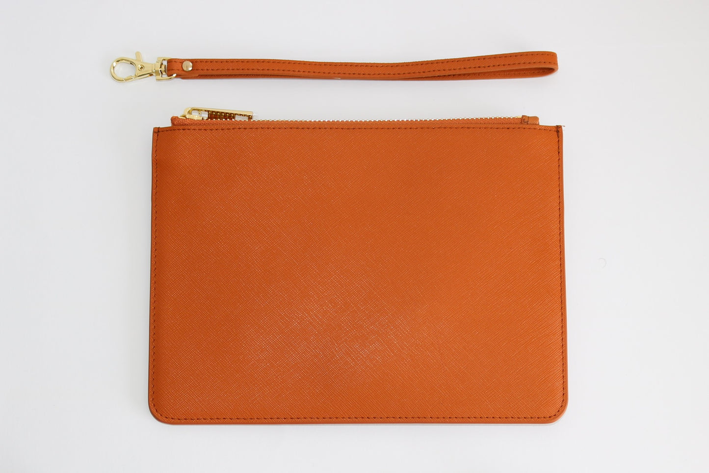 Monogrammed Tan Leather Pouch